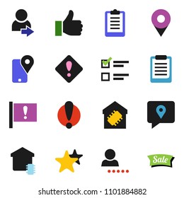 solid vector ixon set - clipboard vector, exam, attention, traking, finger up, favorites, login, sign, pin, smart home, sale