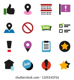 solid vector ixon set - clipboard vector, exam, prohibition sign, map pin, attention, finger up, favorites, smart home, sale, star
