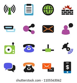 solid vector ixon set - clipboard vector, phone, radio, satellitie, internet, dialog, speaking man, classic, mail, hdmi, connect, firewall, share, wireless, tap pay