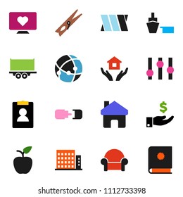solid vector ixon set - clothespin vector, house hold, apple fruit, investment, personal information, heart monitor, truck trailer, port, settings, bandage, connection, home, apartments, catalog