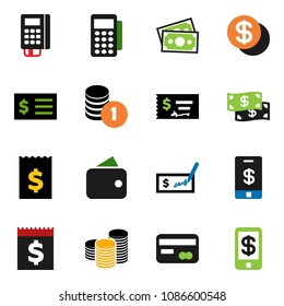 solid vector ixon set - coin stack vector, check, receipt, money, credit card, dollar, wallet, cash, reader, tap pay