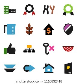 solid vector ixon set - colander vector, measuring cup, plates, school building, medal, dollar growth, hierarchy, cereals, no hook, finger up, chromosomes, shield, arrow, house, catalog