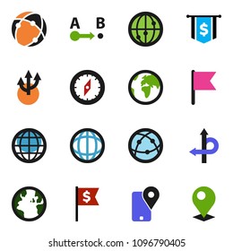 solid vector ixon set - compass vector, world, flag, dollar, route, earth, traking, internet, connection, globe, arrow, pin