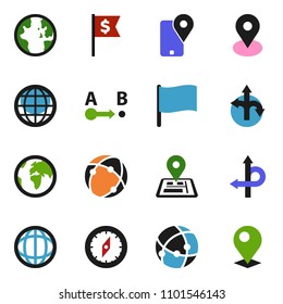 solid vector ixon set - compass vector, world, flag, dollar, route, navigator, earth, map pin, traking, connection, globe
