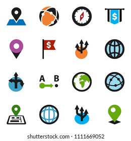solid vector ixon set - compass vector, world, dollar flag, route, navigator, earth, map pin, internet, connection, globe, arrow