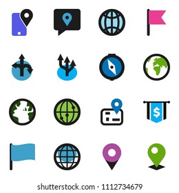 solid vector ixon set - compass vector, flag, dollar, route, navigator, earth, traking, internet, globe, arrow, pin