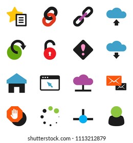 solid vector ixon set - connect vector, cloud network, browser, home, favorites, redo, upload, download, loading, mail, chain, unlock, attention sign, stop, customer