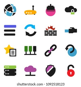 solid vector ixon set - connection vector, server, cloud network, lock, big data, menu, shield, firewall, router, lan connector, favorites, refresh, undo, chain, unlock