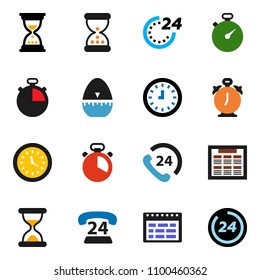 solid vector ixon set - cook timer vector, alarm clock, schedule, sand, stopwatch, phone 24, hour