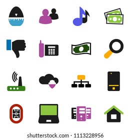 solid vector ixon set - cook timer vector, music, cash, hierarchy, stadium, money, phone, mobile, notebook pc, group, finger down, cloud shield, server, router, magnifier, house