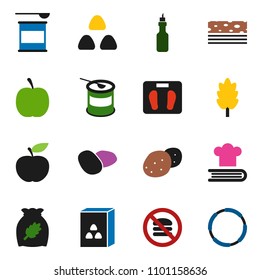 solid vector ixon set - cookbook vector, cereal, potato, oil, diet, scales, sports nutrition, breads, no fastfood, hoop