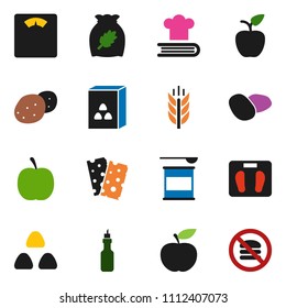 solid vector ixon set - cookbook vector, cereal, potato, oil, apple fruit, diet, scales, sports nutrition, cereals, breads, no fastfood