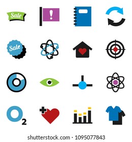 solid vector ixon set - copybook vector, atom, pie graph, target, oxygen, attention, equalizer, heart cross, eye, connect, refresh, love home, sale, clothes