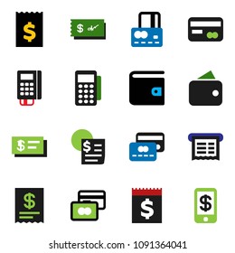 solid vector ixon set - credit card vector, wallet, receipt, reader, check, tap pay