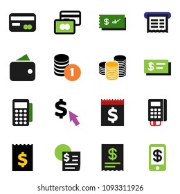 solid vector ixon set - credit card vector, coin stack, receipt, dollar cursor, wallet, reader, check, tap pay