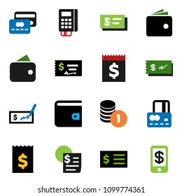 solid vector ixon set - credit card vector, wallet, coin stack, check, receipt, reader, tap pay