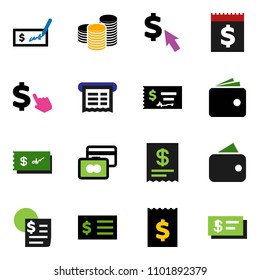 solid vector ixon set - credit card vector, wallet, coin stack, check, receipt, dollar cursor