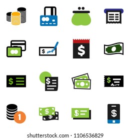 solid vector ixon set - credit card vector, cash, coin stack, check, receipt, money, wallet, tap pay