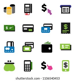 solid vector ixon set - credit card vector, wallet, coin stack, dollar cursor, reader, receipt, check, tap pay