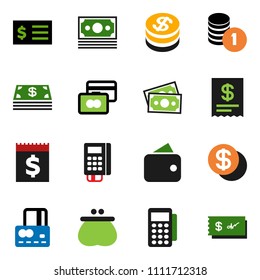 solid vector ixon set - credit card vector, coin stack, receipt, money, dollar, wallet, cash, reader, check