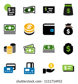 solid vector ixon set - credit card vector, wallet, cash, money bag, investment, coin stack, check, dollar shield, receipt
