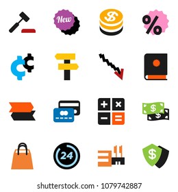 solid vector ixon set - crisis vector, cent sign, credit card, dollar coin, cash, new, 24 hour, shopping bag, percent, mall, calculator, auction, catalog, signpost, shield