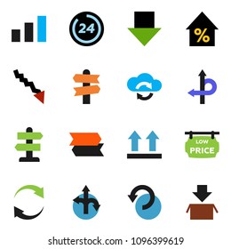 solid vector ixon set - crisis vector, percent growth, arrow down, route, signpost, top sign, sorting, cloud exchange, refresh, undo, low price signboard, 24 hour, package