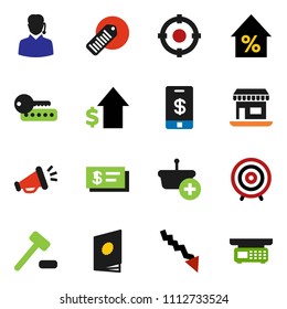 solid vector ixon set - crisis vector, percent growth, dollar, target, office, barcode, support, basket, auction, catalog, loudspeaker, check, tap pay, password, store scales