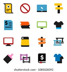solid vector ixon set - cutting board vector, certificate, annual report, t shirt, prohibition sign, signpost, film frame, monitor, notebook pc, clothes