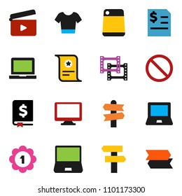 solid vector ixon set - cutting board vector, notebook pc, certificate, annual report, t shirt, medal, prohibition sign, signpost, cinema clap, film frame, monitor