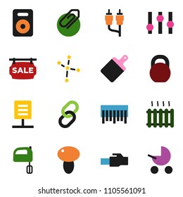solid vector ixon set - cutting board vector, mixer, mushroom, constellation, weight, barcode, settings, link, speaker, rca, lan connector, network document, attachment, sale signboard, heating