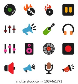 solid vector ixon set - disk vector, music hit, speaker, loudspeaker, settings, microphone, headphones, pause button, rec, jack