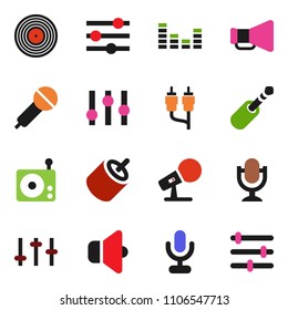 solid vector ixon set - disk vector, microphone, radio, speaker, loudspeaker, settings, equalizer, rca, jack