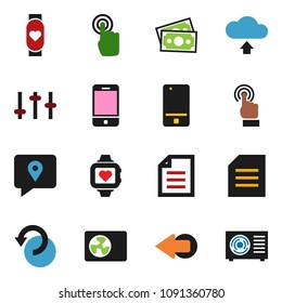 solid vector ixon set - document vector, heart monitor, money, traking, settings, mobile phone, touchscreen, arrow, undo, cloud upload, ari condition