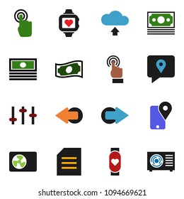 solid vector ixon set - document vector, cash, heart monitor, money, traking, settings, touchscreen, arrow, cloud upload, ari condition
