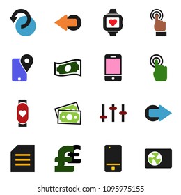 solid vector ixon set - document vector, cash, pound, heart monitor, money, traking, settings, mobile phone, touchscreen, arrow, undo, ari condition