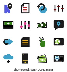 solid vector ixon set - document vector, cash, money, traking, settings, mobile phone, touchscreen, arrow, undo, cloud upload, ari condition