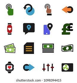 solid vector ixon set - document vector, cash, pound, heart monitor, money, traking, settings, touchscreen, arrow, undo, ari condition
