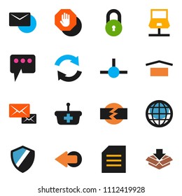 solid vector ixon set - document vector, dry cargo, connect, notebook network, shield, message, arrow, refresh, mail, globe, lock, stop, disconnection, basket, package