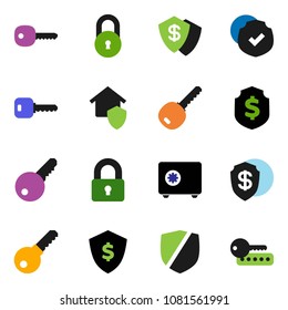solid vector ixon set - dollar shield vector, safe, protected, lock, key, home protect, password
