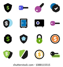 solid vector ixon set - dollar coin vector, shield, safe, protected, lock, key, home protect, password