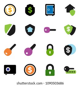 solid vector ixon set - dollar coin vector, shield, safe, protected, lock, key, home protect, password