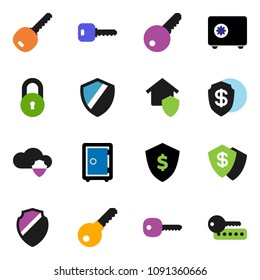 solid vector ixon set - dollar shield vector, safe, cloud, lock, key, home protect, password