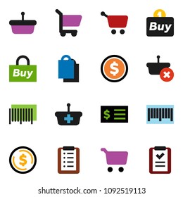 solid vector ixon set - dollar coin vector, cart, receipt, shopping bag, buy, barcode, basket, list