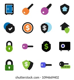 solid vector ixon set - dollar coin vector, shield, safe, protected, lock, key, home protect, password