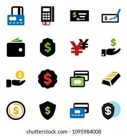 solid vector ixon set - dollar coin vector, gold ingot, credit card, wallet, investment, check, medal, shield, yen sign, reader