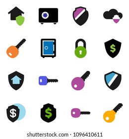 solid vector ixon set - dollar shield vector, safe, cloud, lock, key, home protect, password