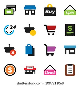 solid vector ixon set - dollar coin vector, cart, credit card, office, open, closed, 24 hour, shopping bag, store, mall, buy, receipt, basket, list