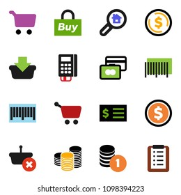solid vector ixon set - dollar coin vector, cart, credit card, stack, receipt, search estate, buy, barcode, reader, basket, shopping list