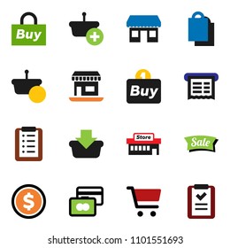 solid vector ixon set - dollar coin vector, cart, credit card, office, sale, shopping bag, mall, buy, receipt, basket, list